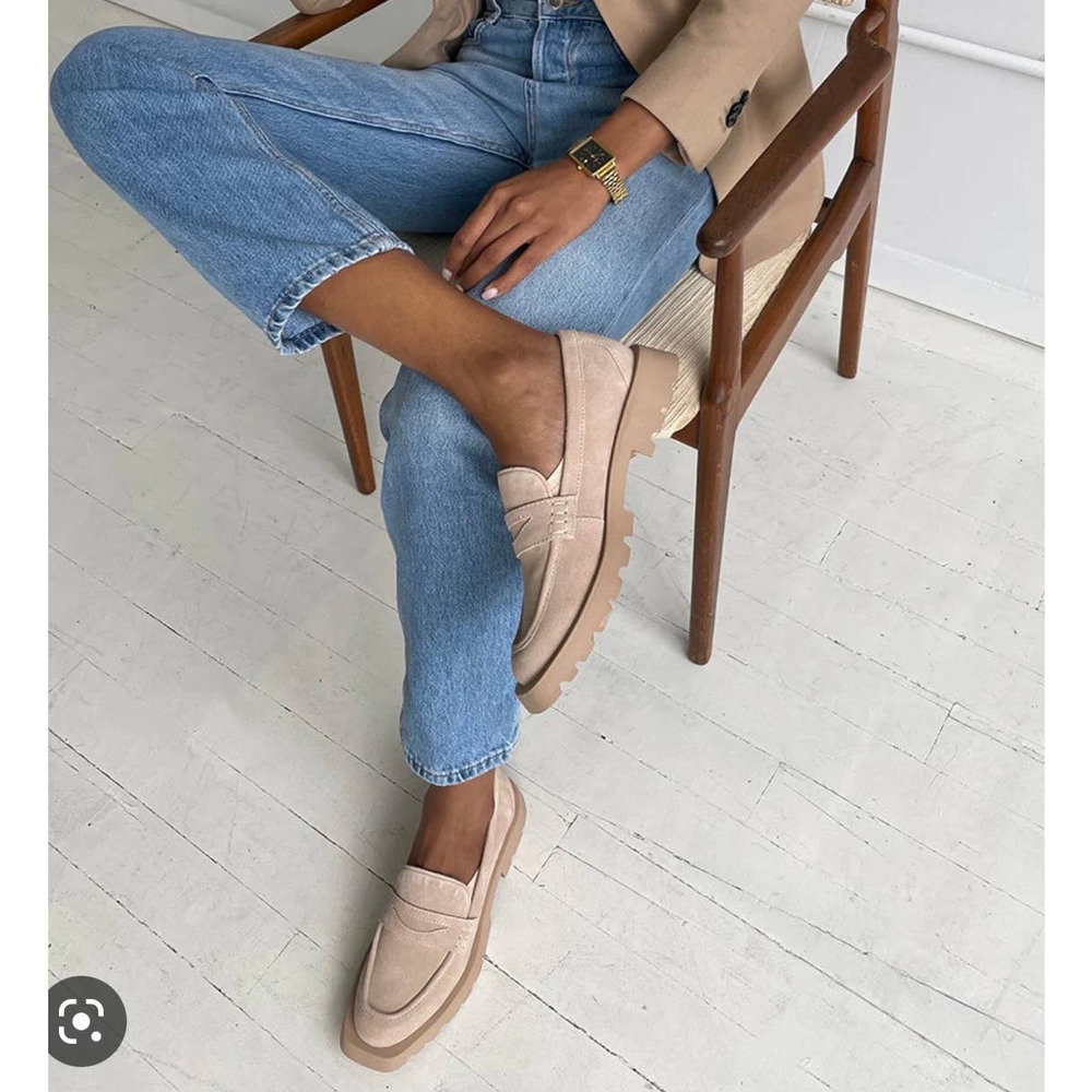 Dolce Vita Elias Suede Loafers Dune Suede Platform Size 6.5 NWOB